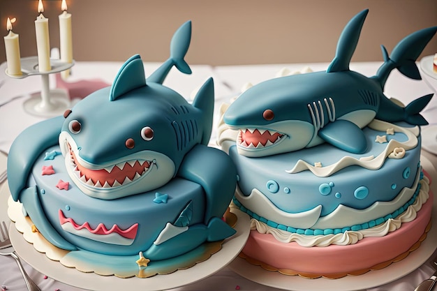 Shark Animal cake shape animal shaped food concept illustration generative ai