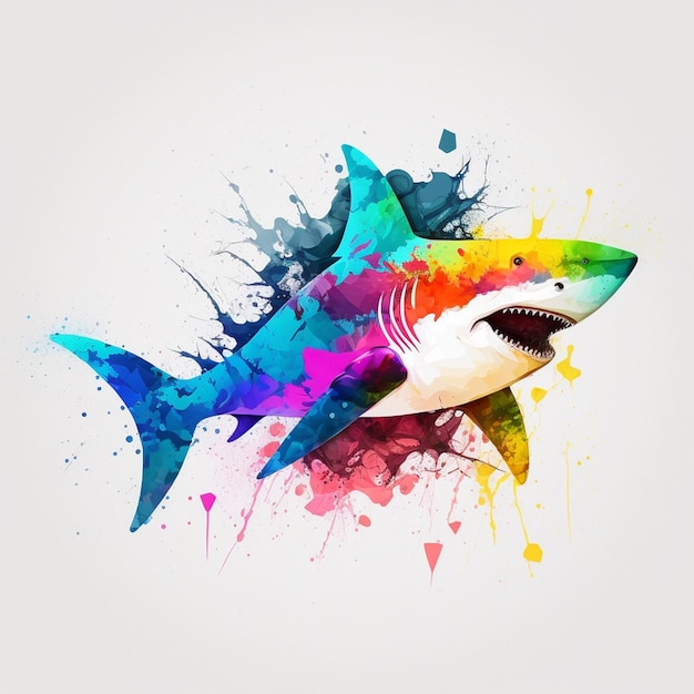 Shark in colorful colors colorful logo