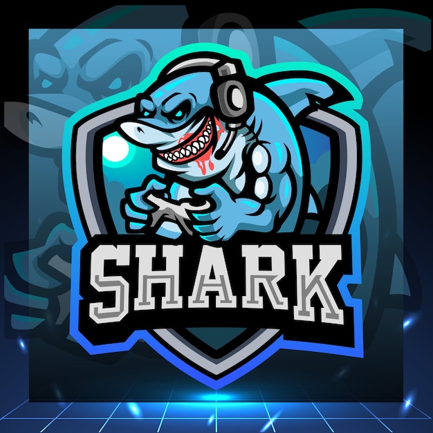 Shark gaming mascot esport logo design