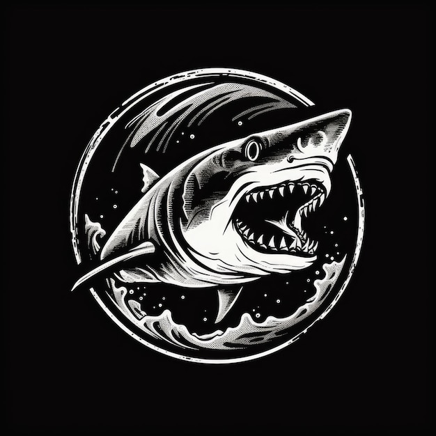 Shark logo black and white AI generated Image