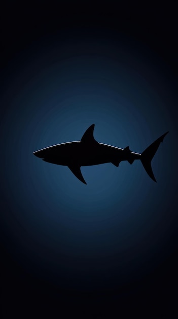 Photo shark silhouette in dark blue water