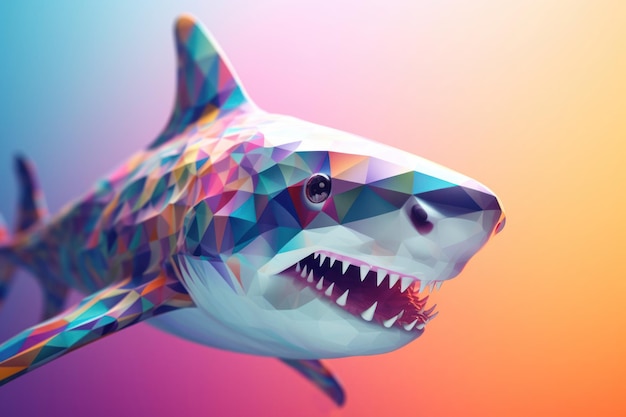 A shark with a colorful background