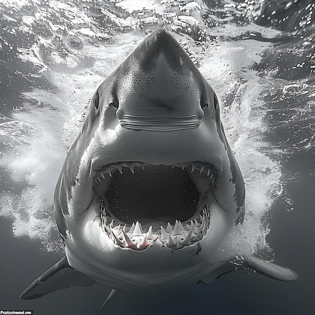 Photo shark with its mouth open and its mouth open shark big fish shark fish