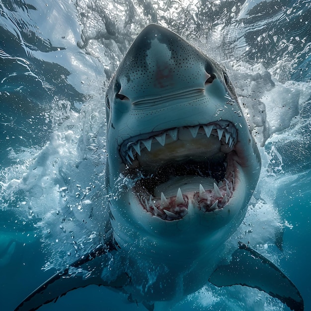 Photo shark with its mouth open and its mouth open shark big fish shark fish