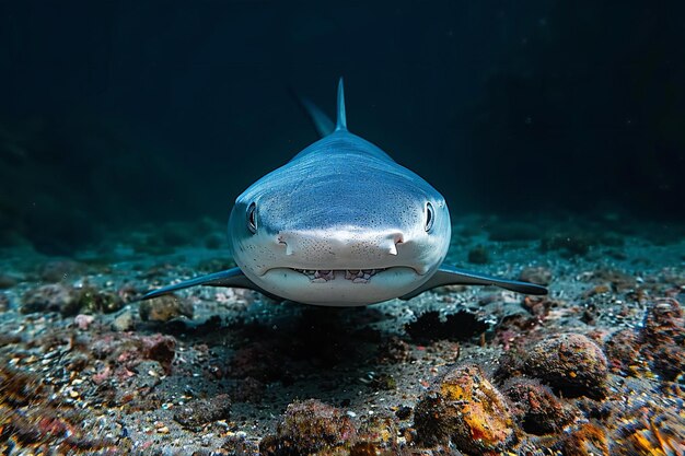 Photo a shark with a mouth open and the mouth open