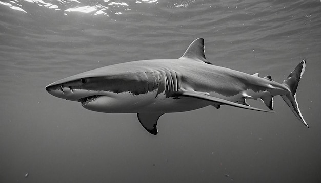 Photo a shark with a shark in the water and a shark with the words shark on it