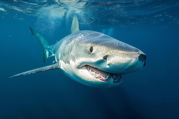 Photo a shark with a white mouth that says shark on it