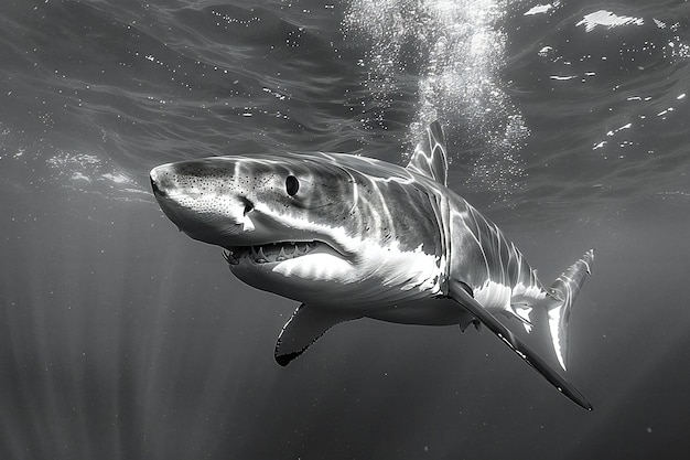 Photo a shark with a white nose and a shark in the water