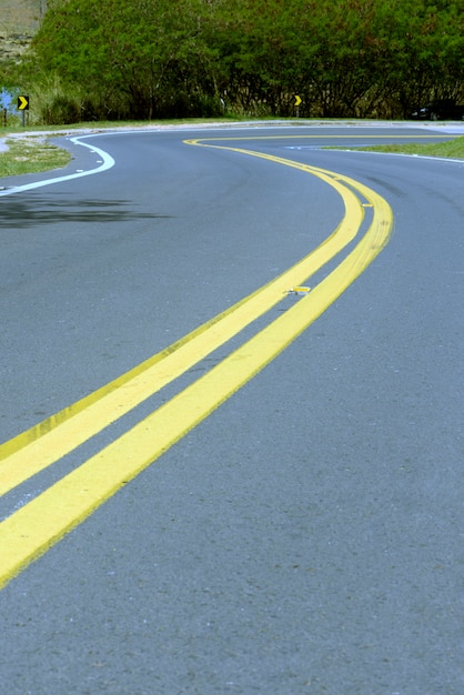 Sharp curve on empty road