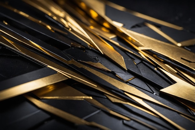 Sharp edges of abstract colorful black and gold gaming wallpaper