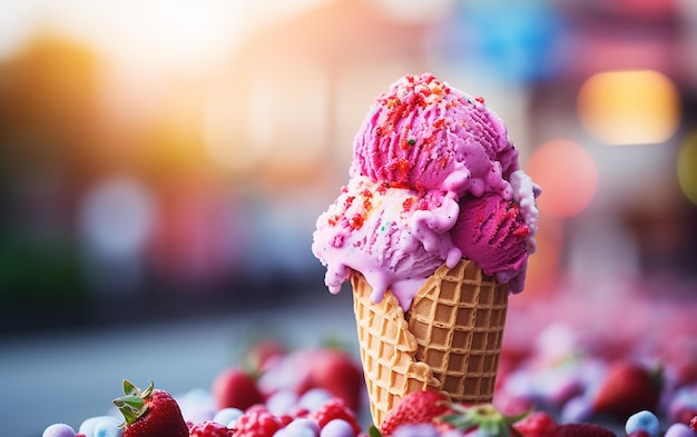 Sharp Focus Shallow Depth of Field Summer Vibes with Sweet Ice Cream