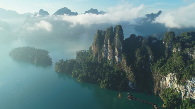 Sharp rocks with clouds clear water clouds islands lifestyle Thailand