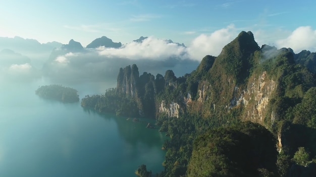 Sharp rocks with clouds clear water clouds islands lifestyle Thailand