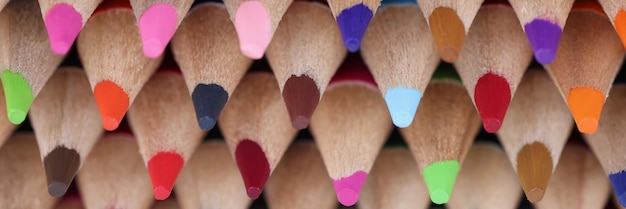 Sharpened colourful pencil set for painting forming stack placed on each other