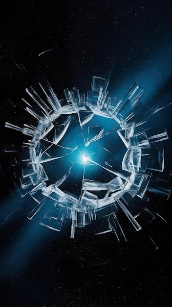 Photo shattered glass in space background with design space