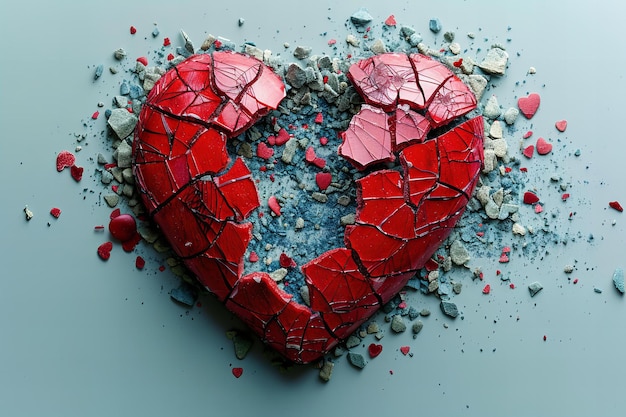 Shattered red heart symbol isolated on white background love concept stock photo contest winner fl