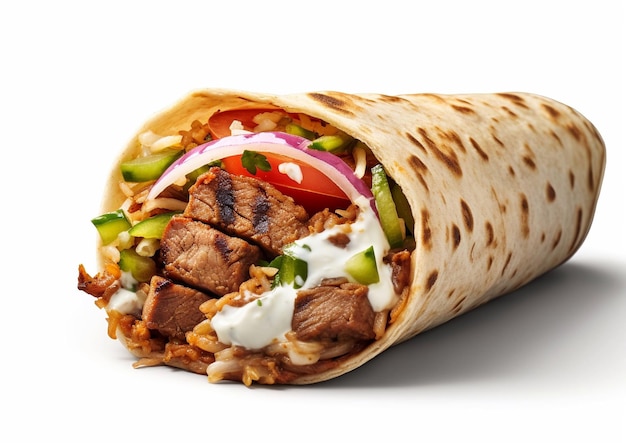 Shawarma doner kebab meal with french friesAI Generative