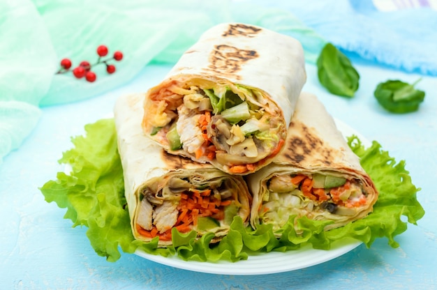 Shawarma - Middle Eastern dish made from lavash (pita)