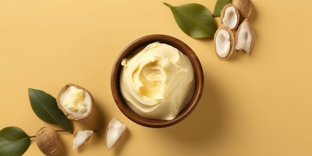 Shea butter and for natural ingredient skin care copy space background Generative AI