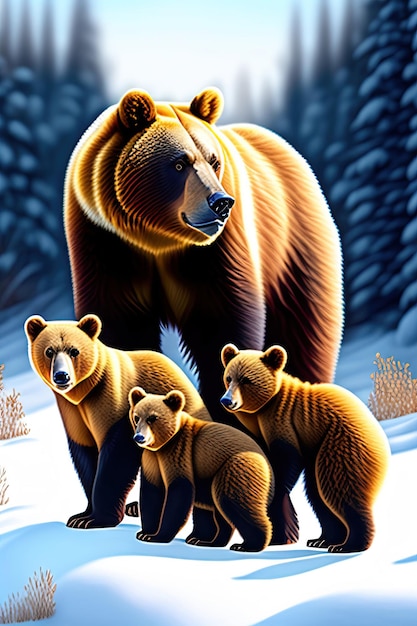 Shebear and bearcubs