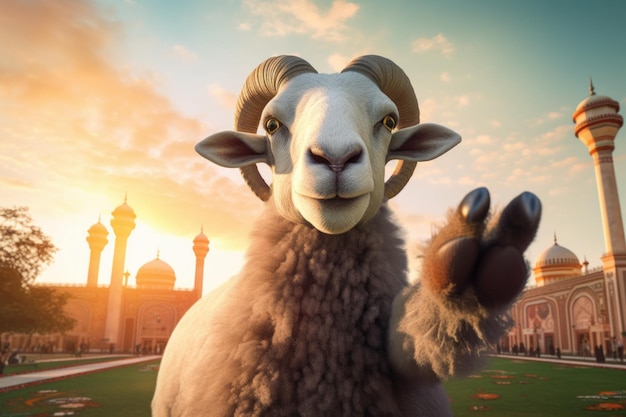 Sheep celebrating Animal happy ram Generate Ai