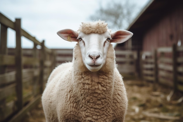 A Sheep on a farm