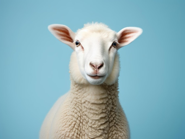 A sheep isolated on blue background