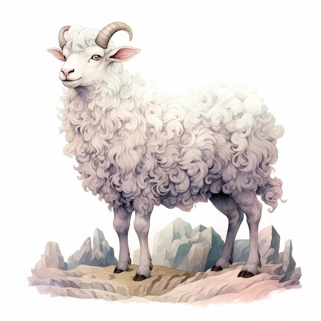 Sheep In The Last Unicorn Full Body On White Background