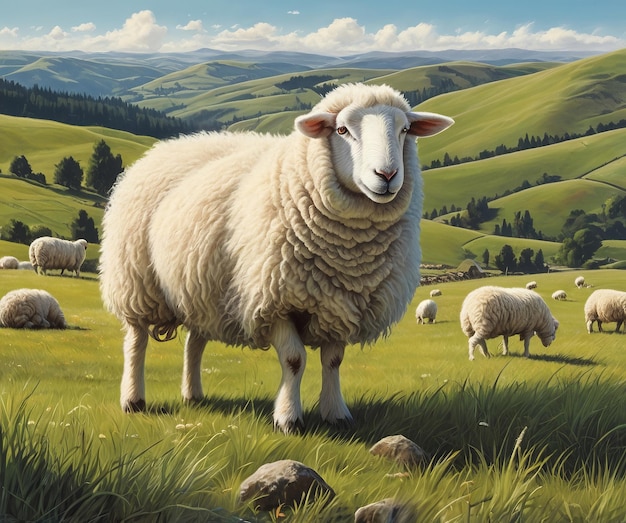 sheep on a meadow