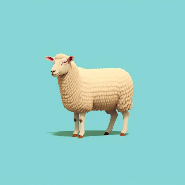 Sheep Pixel Art On Solid Background