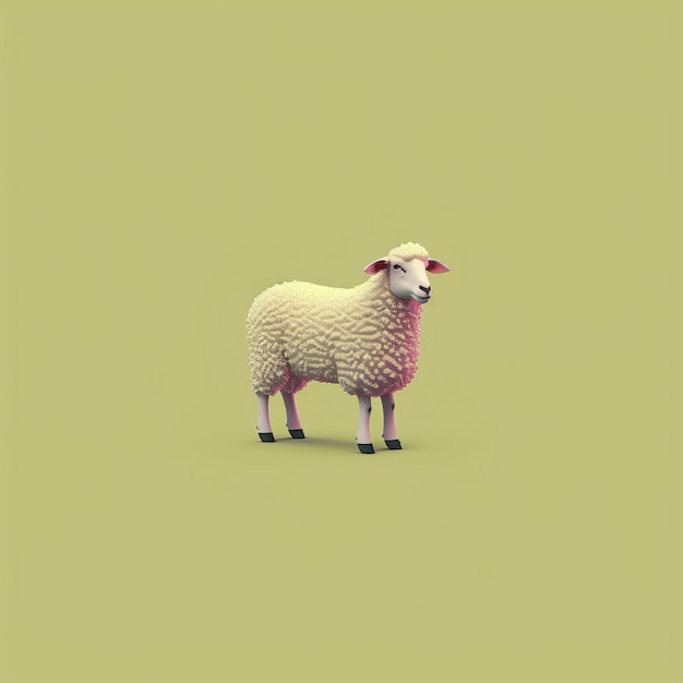 Sheep Pixel Art On Solid Background