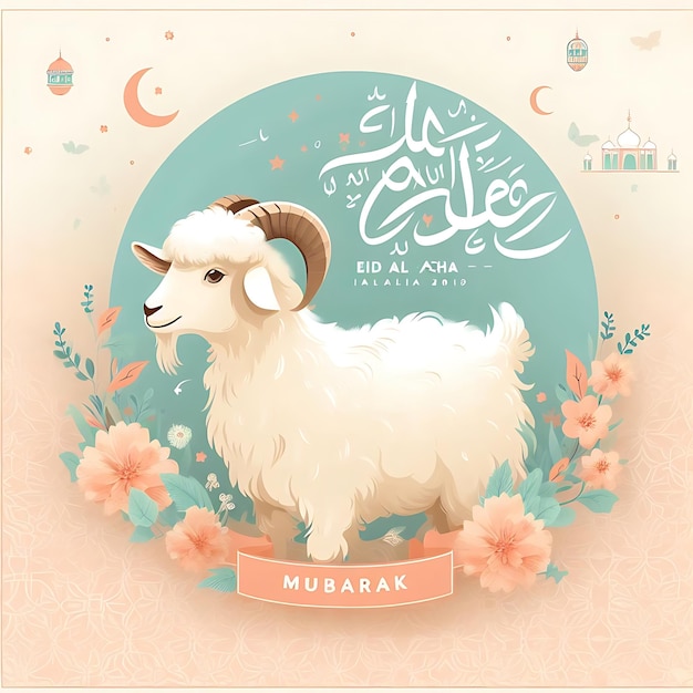 a sheep with arabic calligraphy on the front