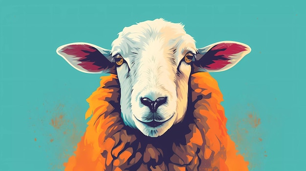 A sheep with a blue background