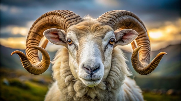 a sheep with horns that has horns that say quot ram quot