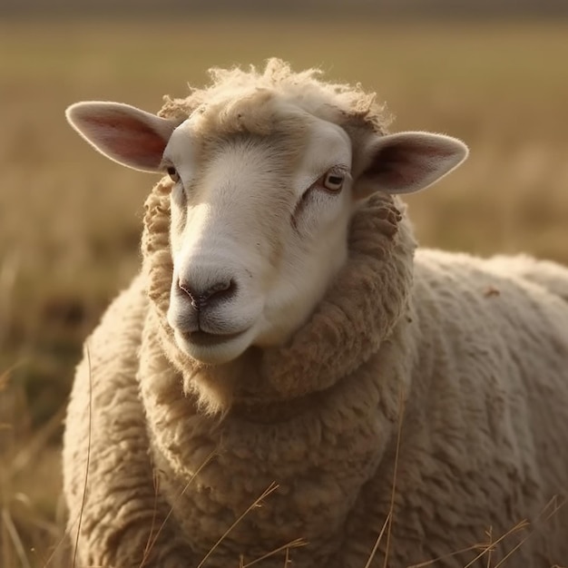 A sheep with a tag on its ear is looking at the camera