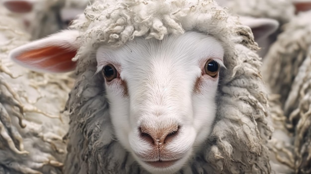 Photo a sheep with a white face and brown ears