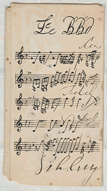 Photo sheet of music handwritten text lines and notes seamless