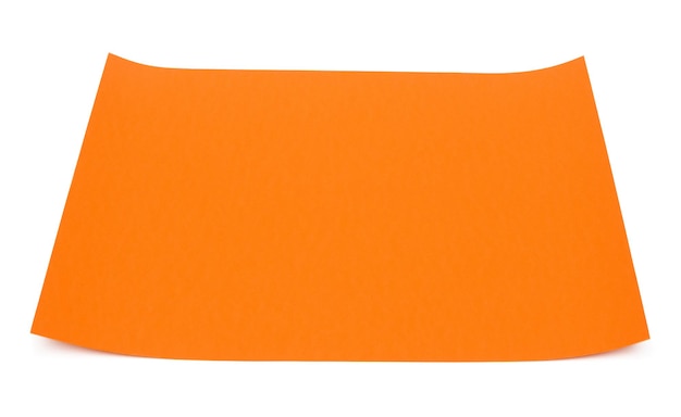 Sheet of orange paper isolated on white background