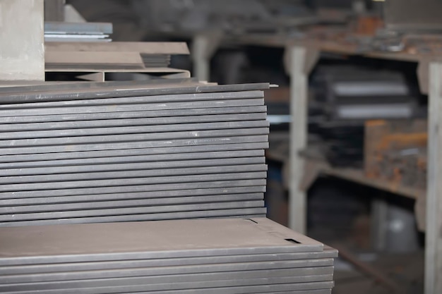 Sheets of metal in the shop of a metallurgical plant