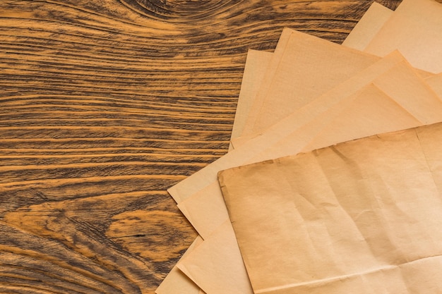 Sheets of old paper on table