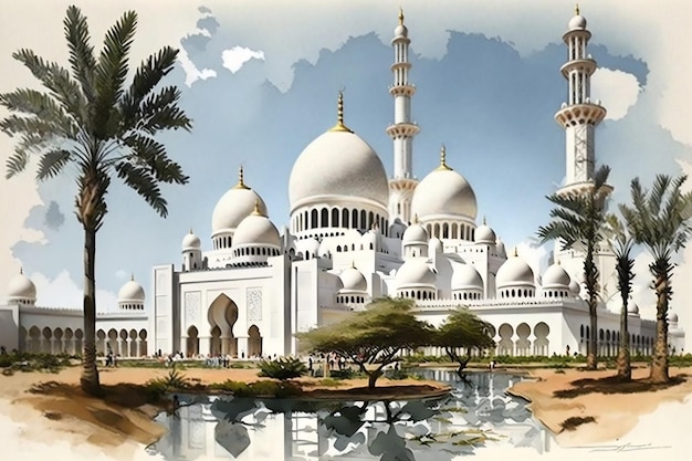 Sheikh Zayed Grand Mosque in Abu Dhabi UAE Generative AI