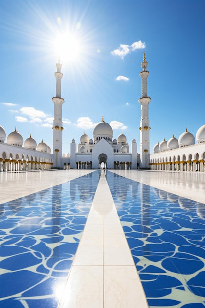 Sheikh zayed grand mosque under the sunlight generative AI