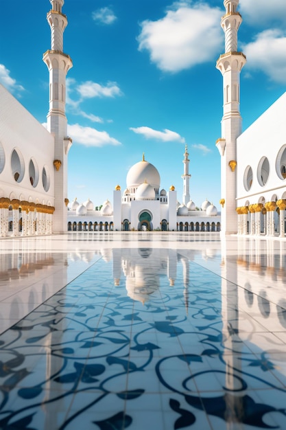 Sheikh zayed grand mosque under the sunlight generative AI