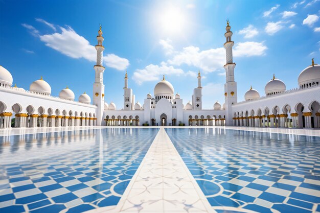 Sheikh zayed grand mosque under the sunlight generative AI