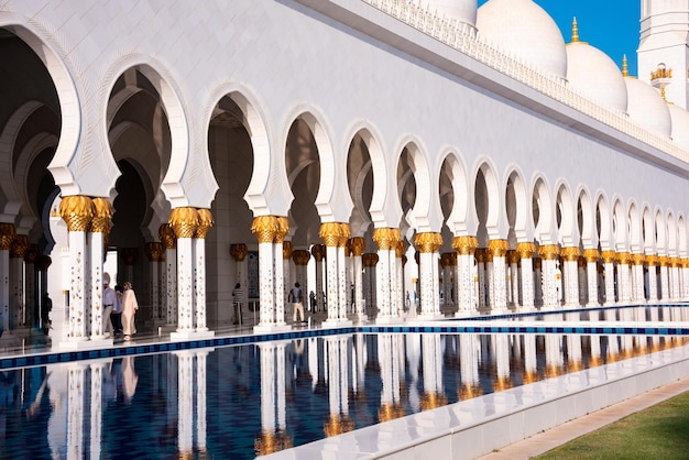 Sheikh Zayed Grand Mosque of white marble in Abu Dhabi UAE