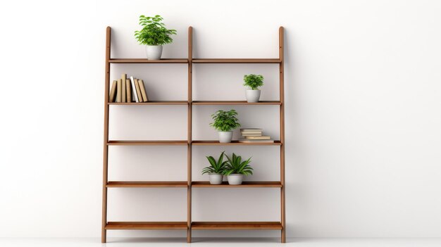 A shelf adorned with books and plants in a cozy corner