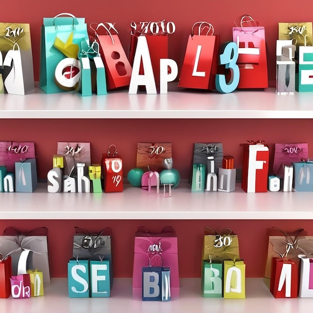 Photo a shelf of colorful letters that say06on it