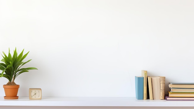 A Shelf With Books and a Clock on It