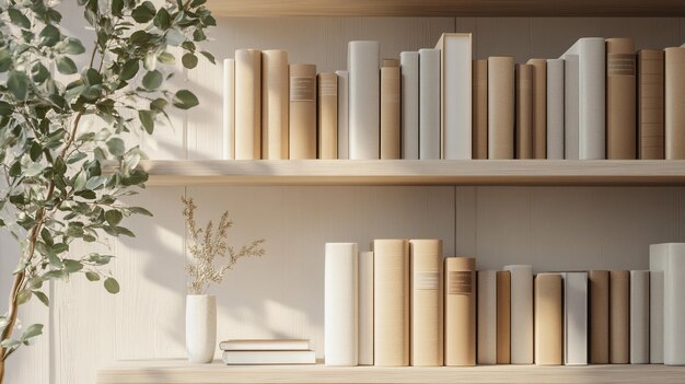 Photo a shelf with books and a plant on it