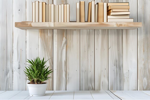 Photo a shelf with books and a plant on it